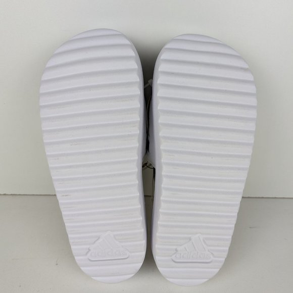 Women's Adidas Adilette Platform Slides Cloud White / Zero Metalic / Grey One - Picture 7 of 8